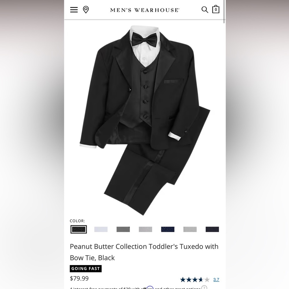 Kids tuxedo without bow tie